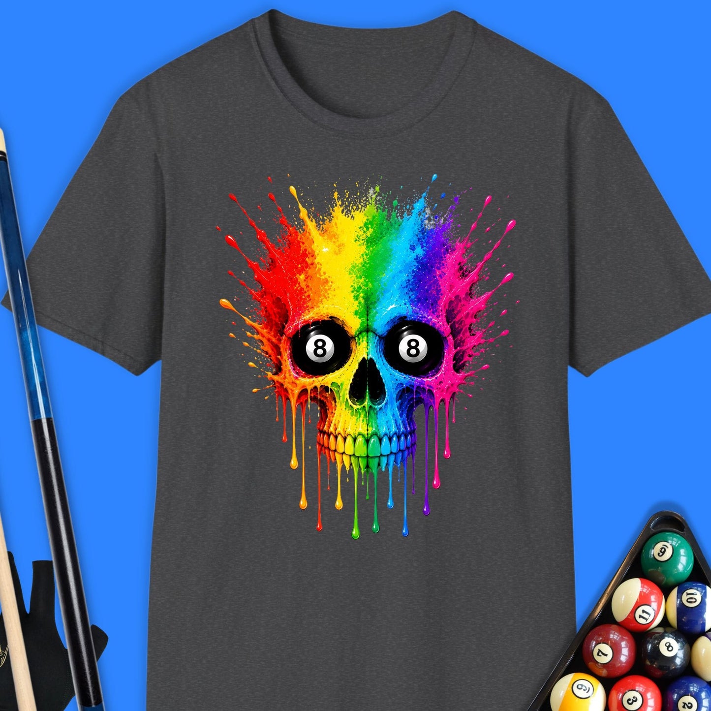 8-Ball Skull Drip Pool T-Shirt