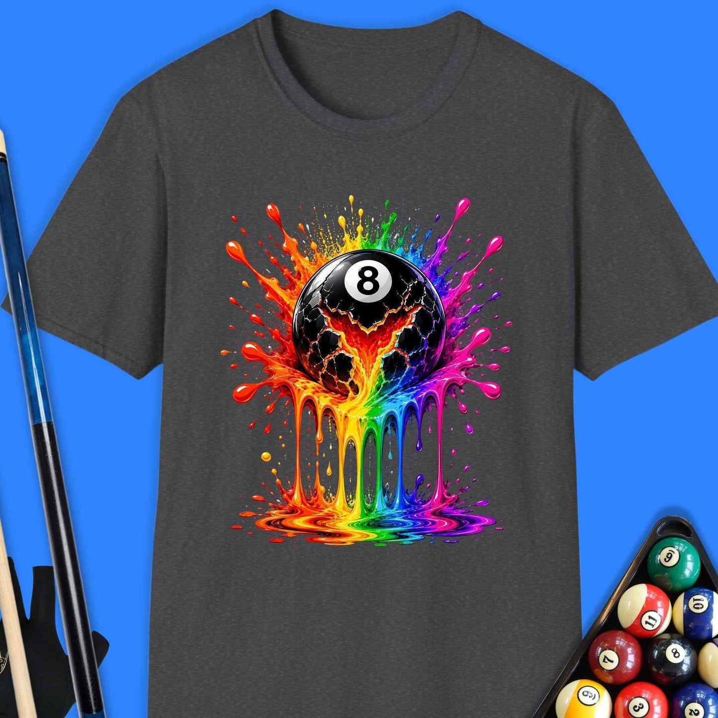 8-Ball Rainbow Splash Pool T-Shirt