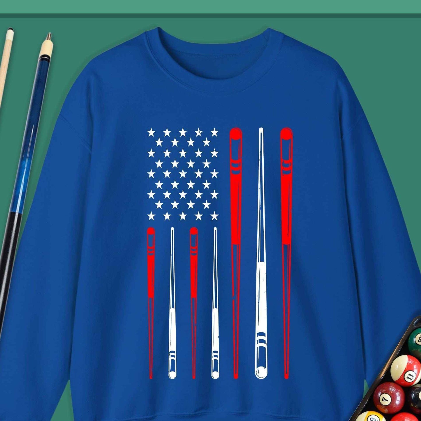 American Pool Cue Flag Sweatshirt - Rack & Roll