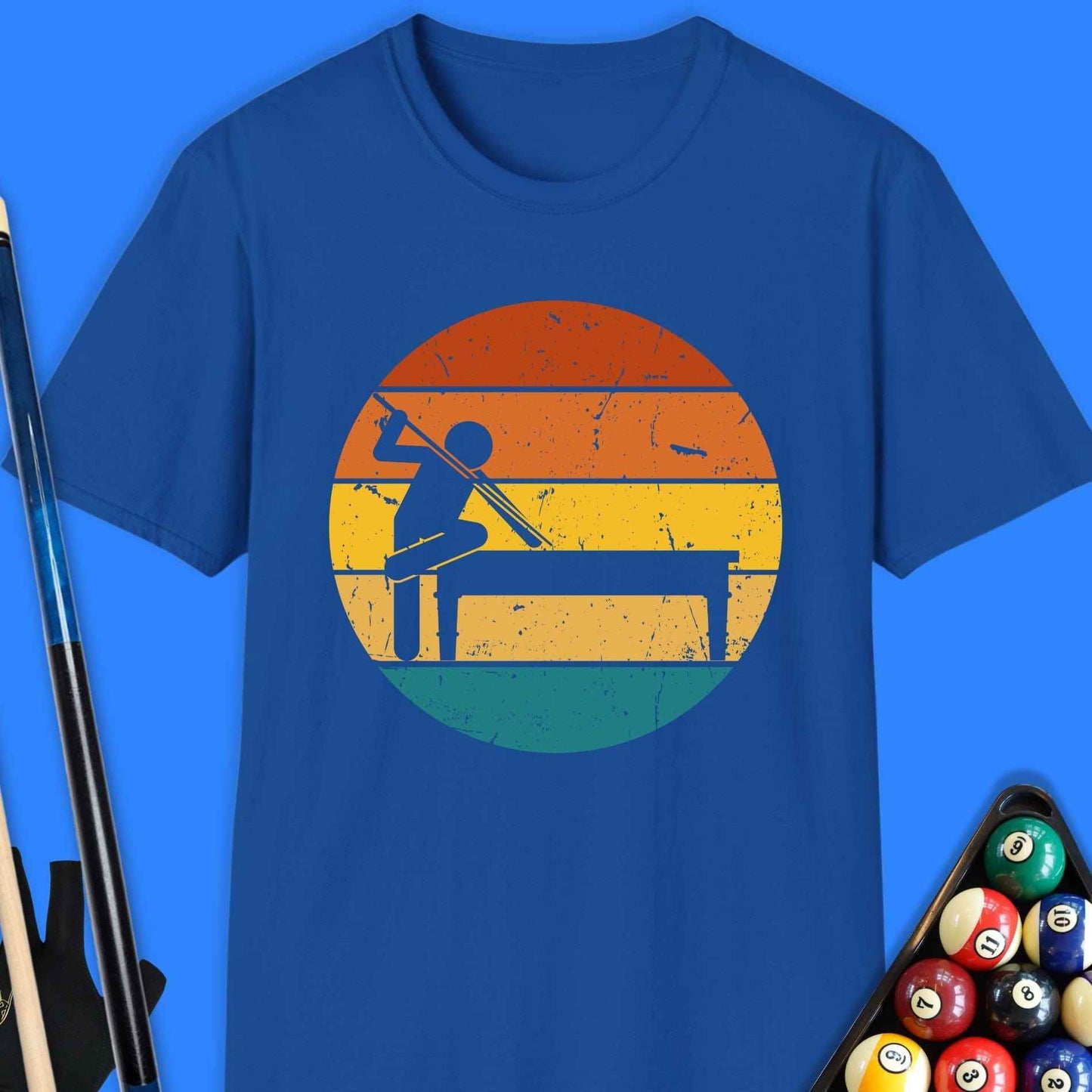 Retro Pool Player Silhouette T-Shirt - Rack & Roll