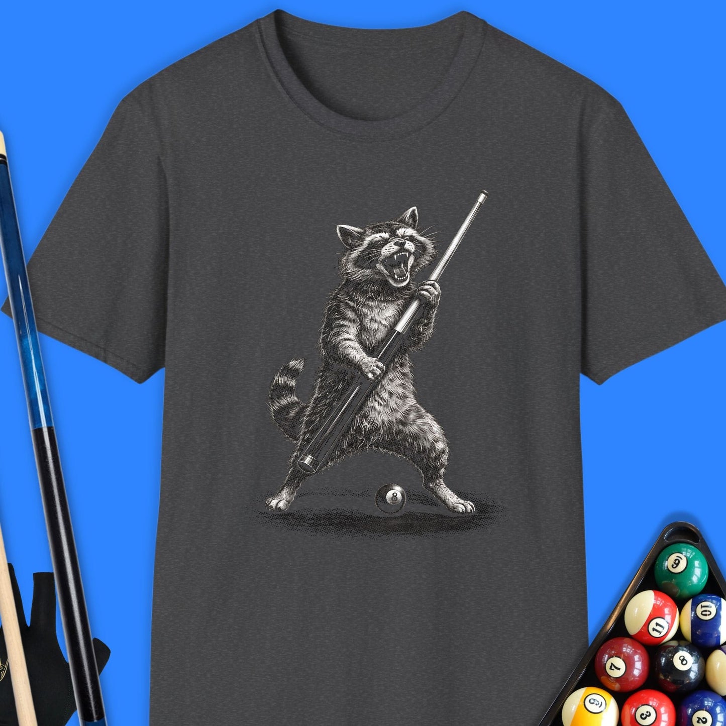 Cue Raccoon Pool T-Shirt