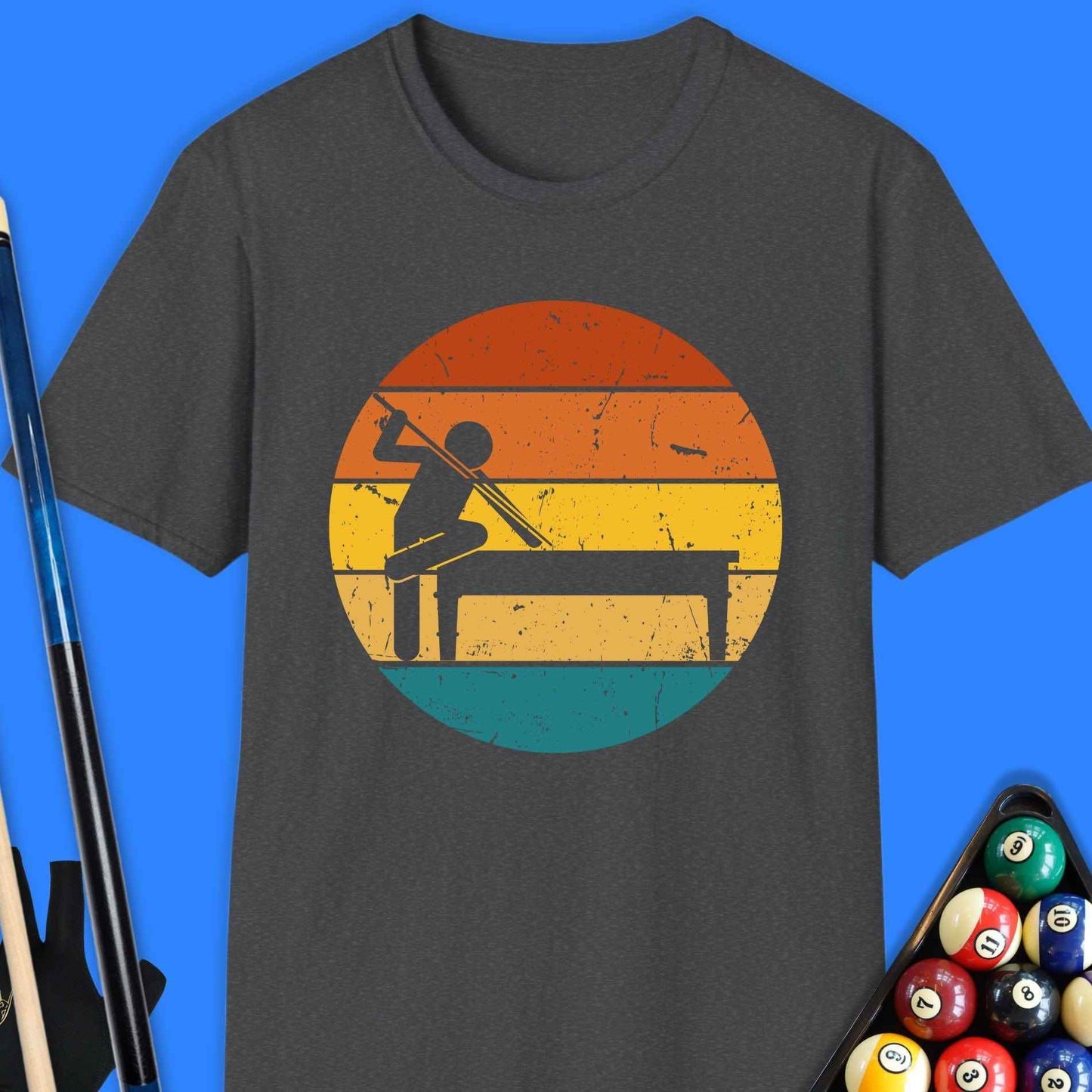 Retro Pool Player Silhouette T-Shirt - Rack & Roll 