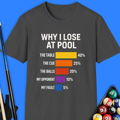 Why I Lose At Pool T-Shirt - Rack & Roll 