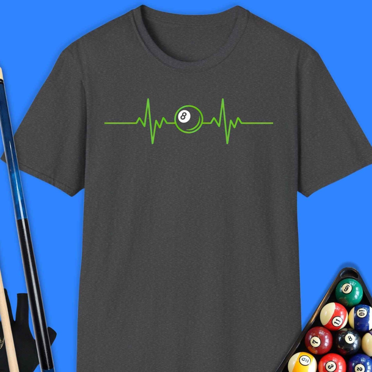 8-Ball Heartbeat Pool T-Shirt - Rack & Roll 