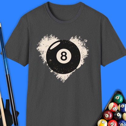 8-Ball Heartbeat Pool T-Shirt - Rack & Roll 