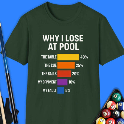 Why I Lose At Pool T-Shirt - Rack & Roll 