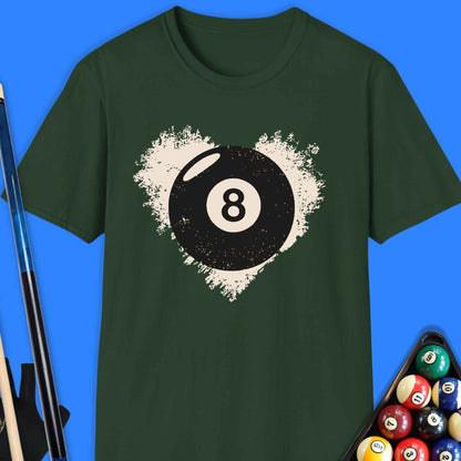 8-Ball Heartbeat Pool T-Shirt - Rack & Roll 
