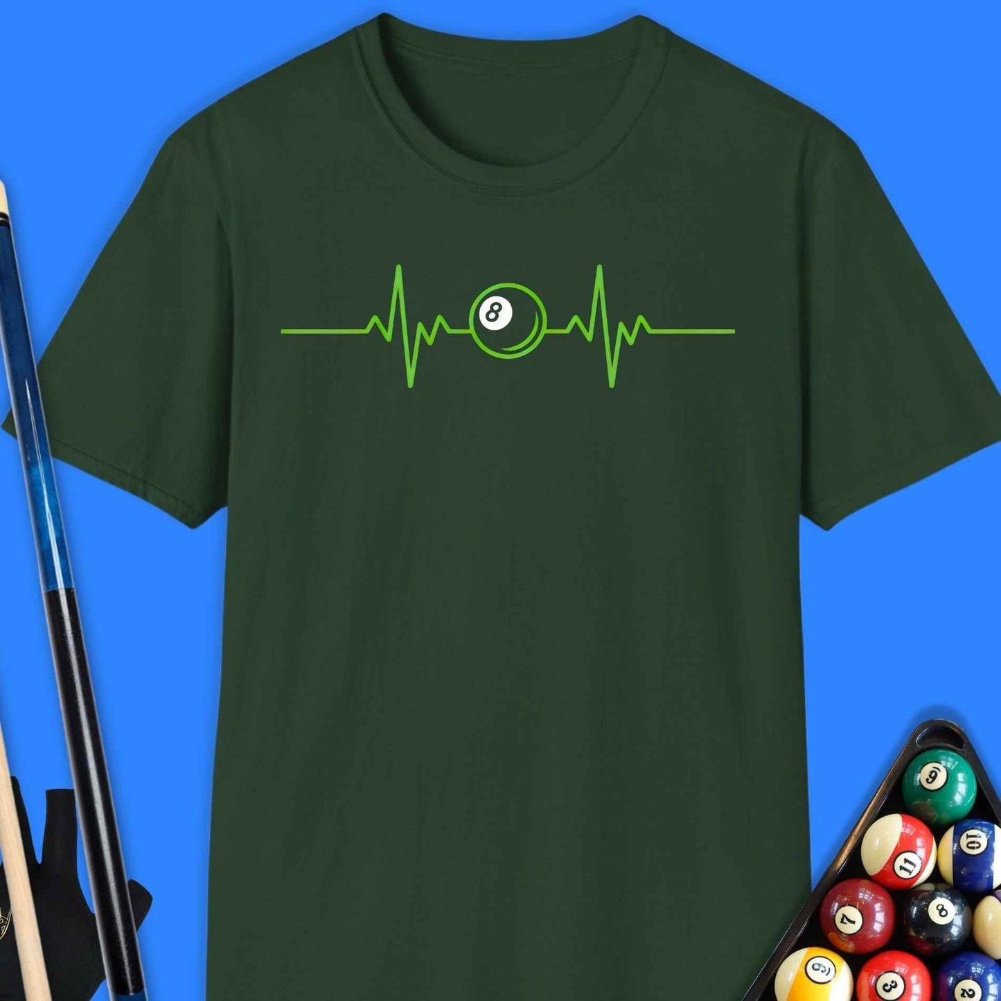 8-Ball Heartbeat Pool T-Shirt - Rack & Roll 