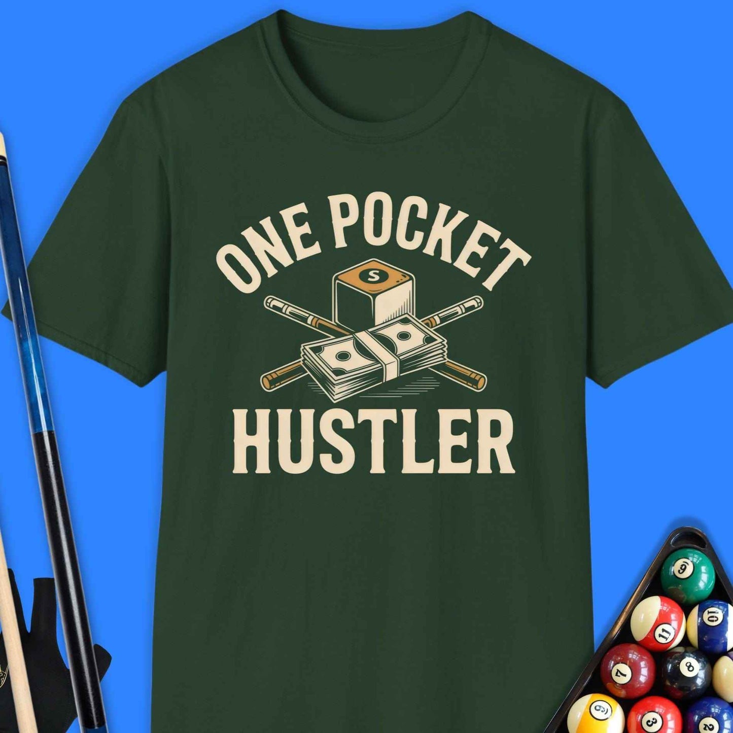 One Pocket Hustler Pool T-Shirt - Rack & Roll 