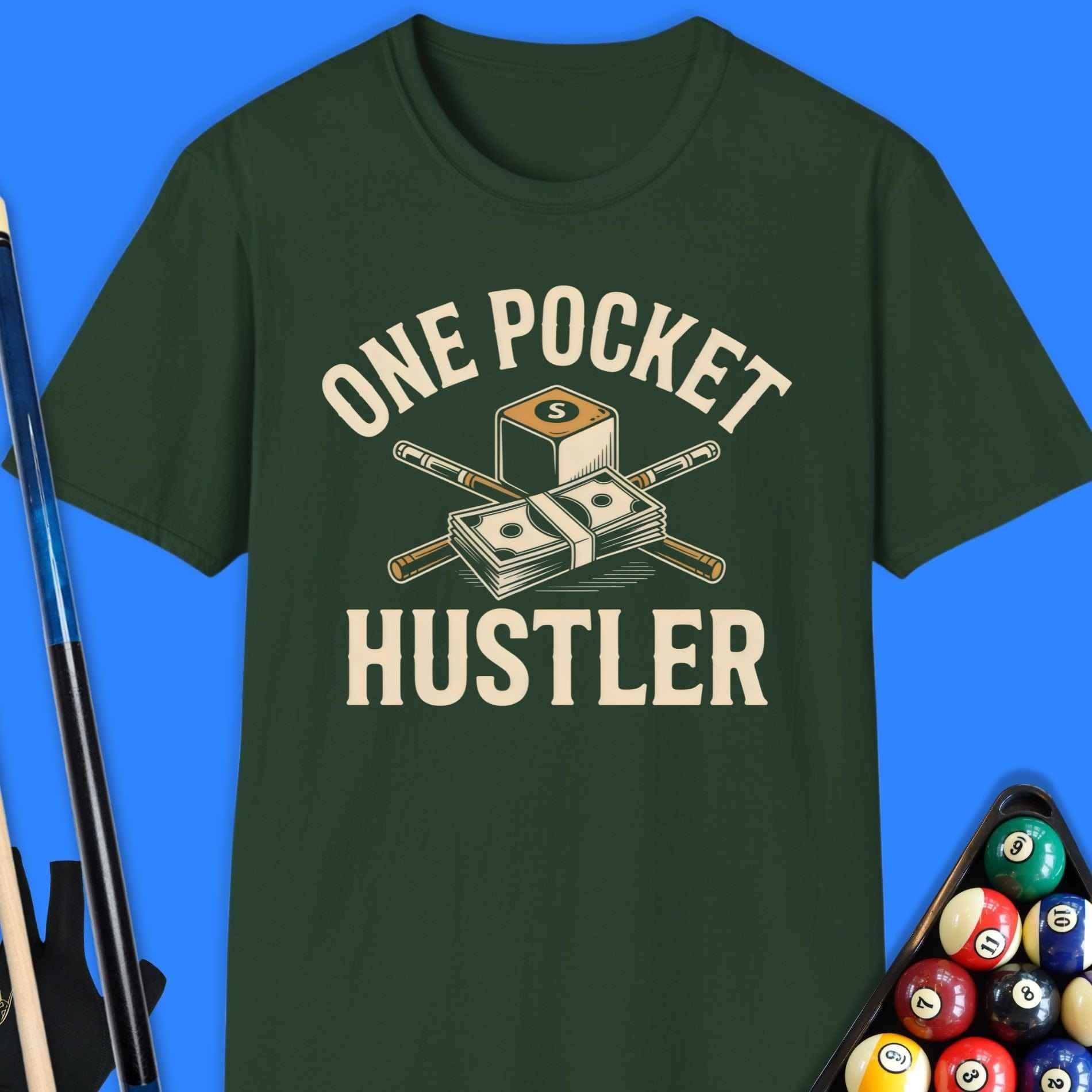 One Pocket Hustler Pool T-Shirt - Rack & Roll 