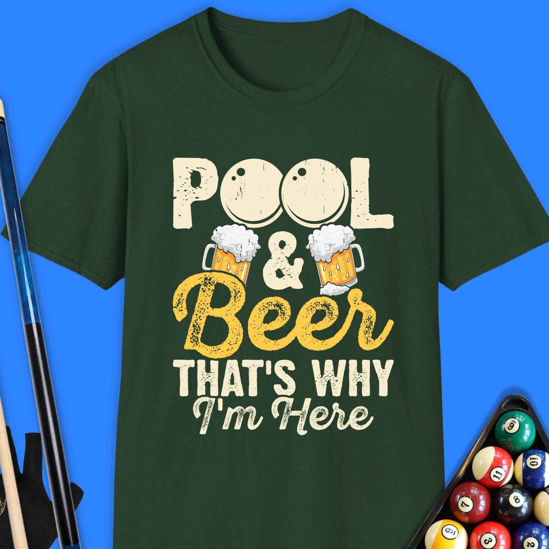 Pool & Beer T-Shirt - Rack & Roll 