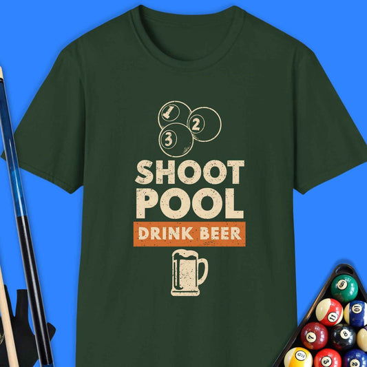 Shoot Pool Drink Beer T-Shirt - Rack & Roll 