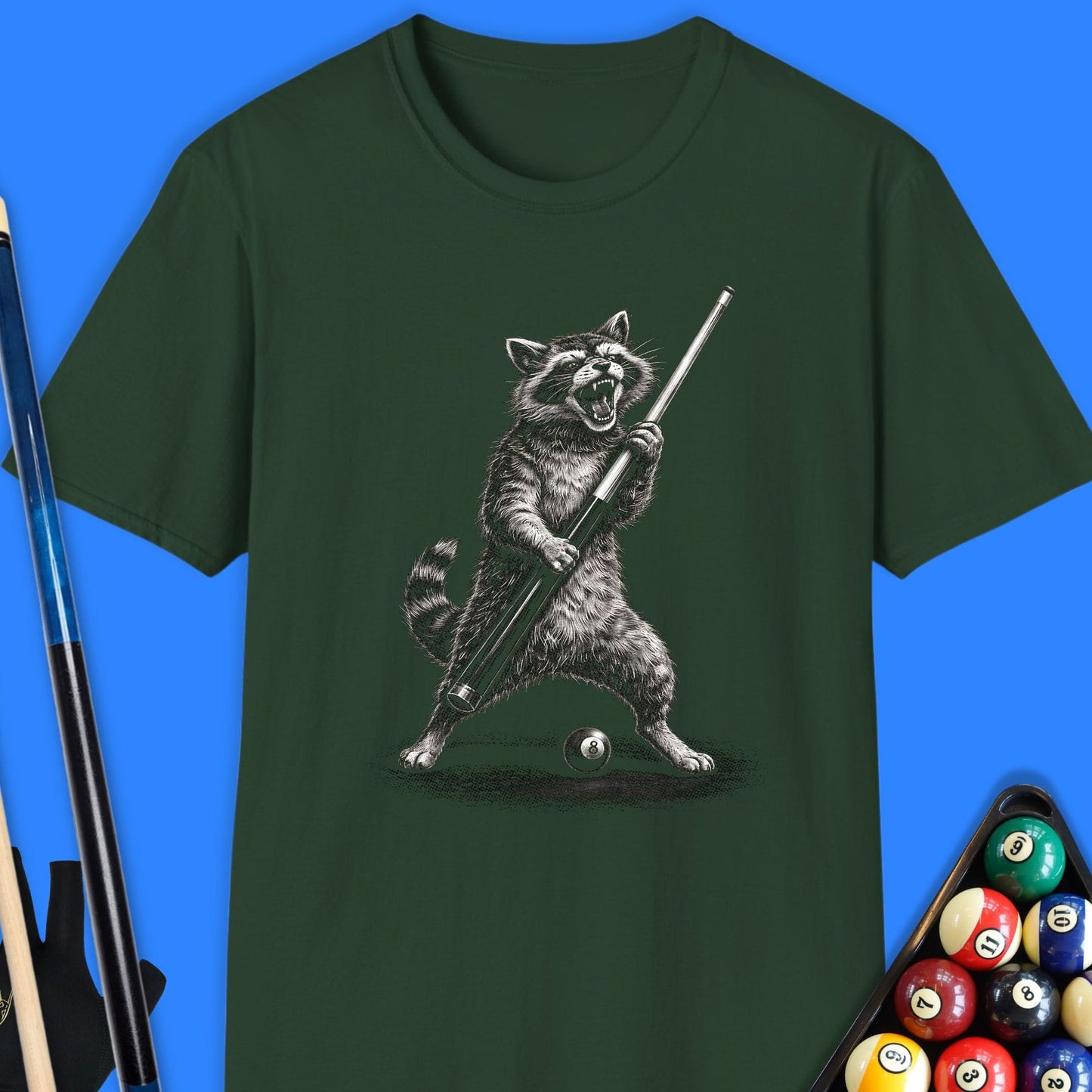 Cue Raccoon Pool T-Shirt