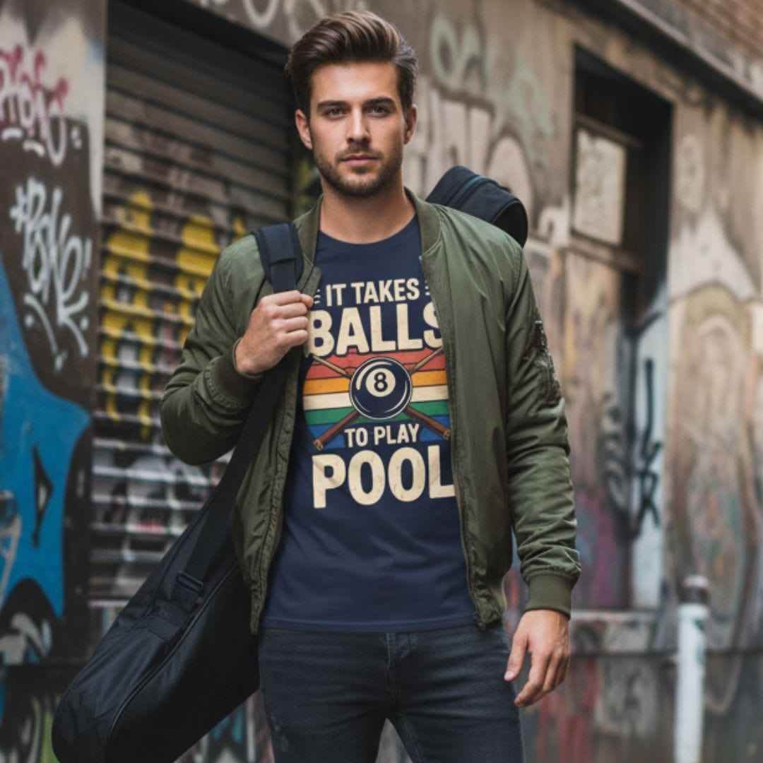 It Takes Balls To Play Pool T-Shirt - Rack & Roll 