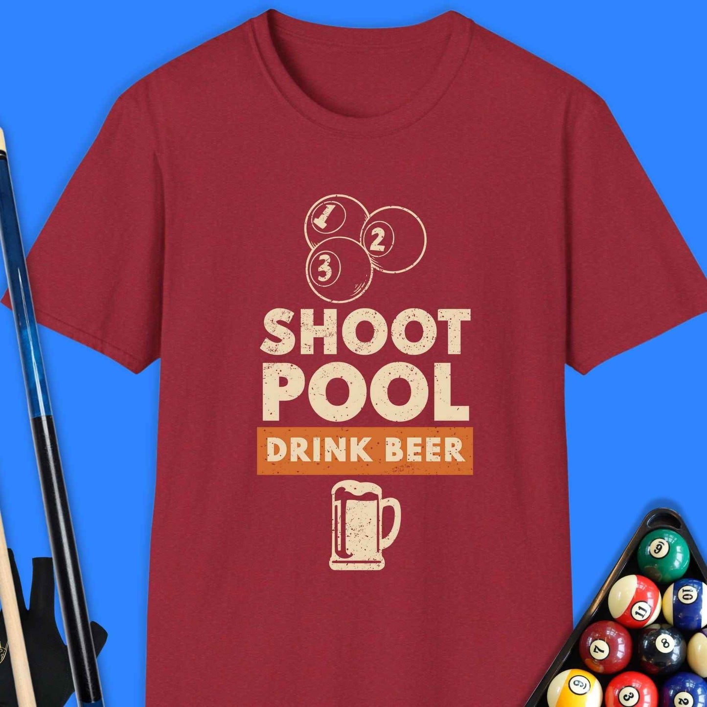 Shoot Pool Drink Beer T-Shirt - Rack & Roll 