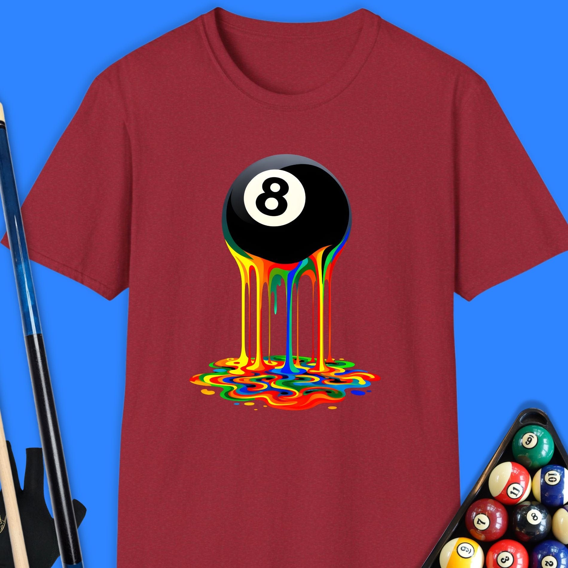 Melting 8 Ball Rainbow Pool T-Shirt - Rack & Roll – Rack & Roll