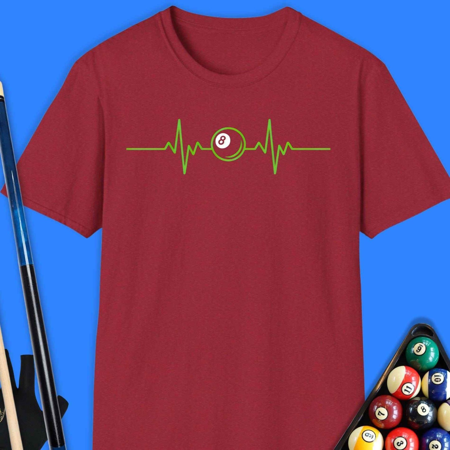 8-Ball Heartbeat Pool T-Shirt - Rack & Roll 