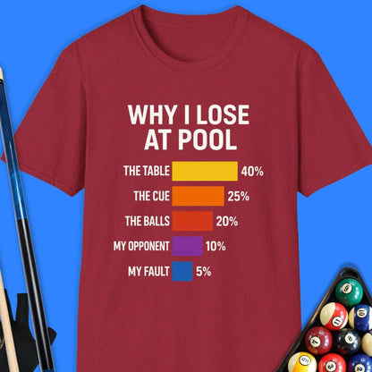 Why I Lose At Pool T-Shirt - Rack & Roll 