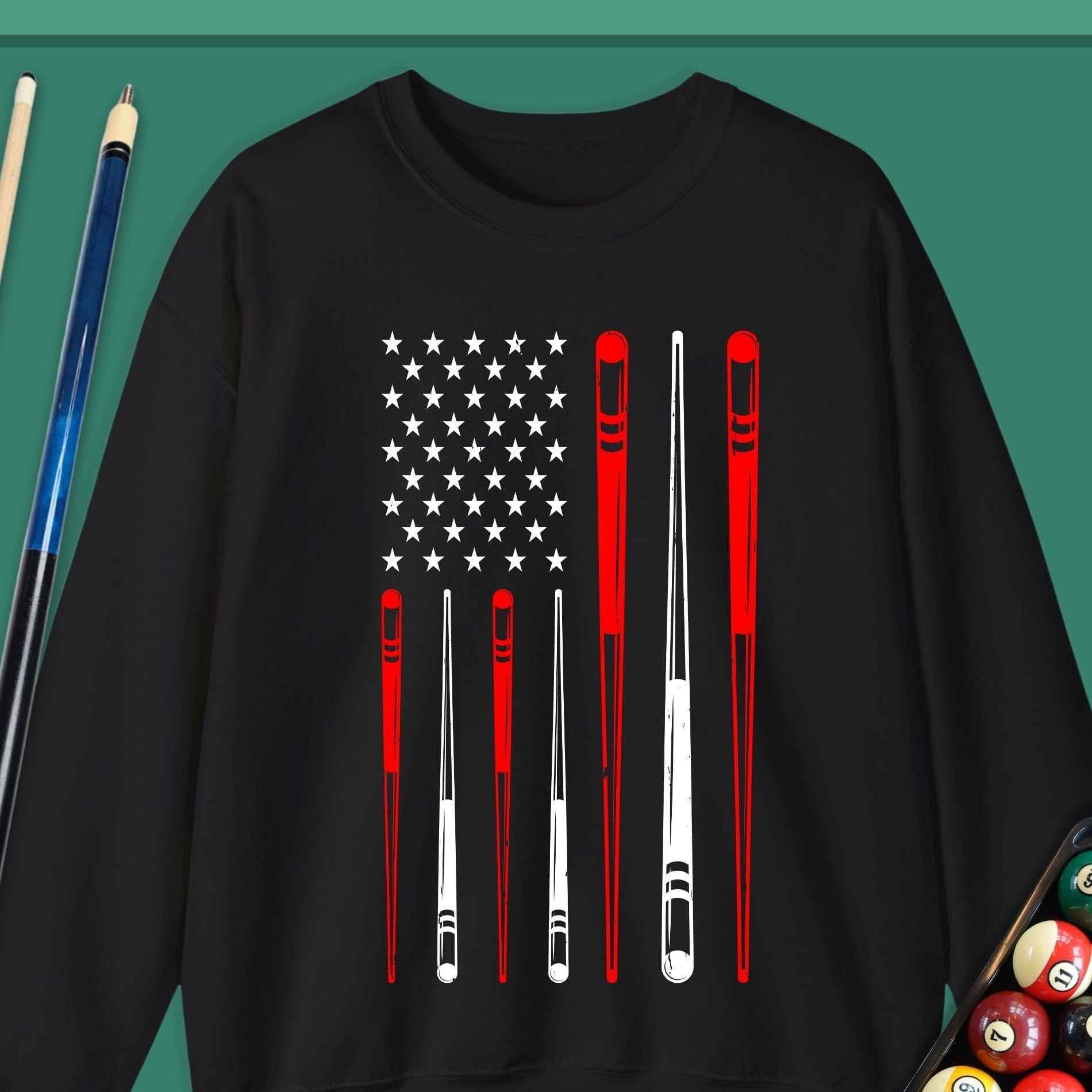 American Pool Cue Flag Sweatshirt - Rack & Roll 