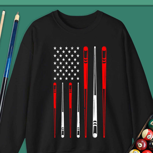 American Pool Cue Flag Sweatshirt - Rack & Roll 