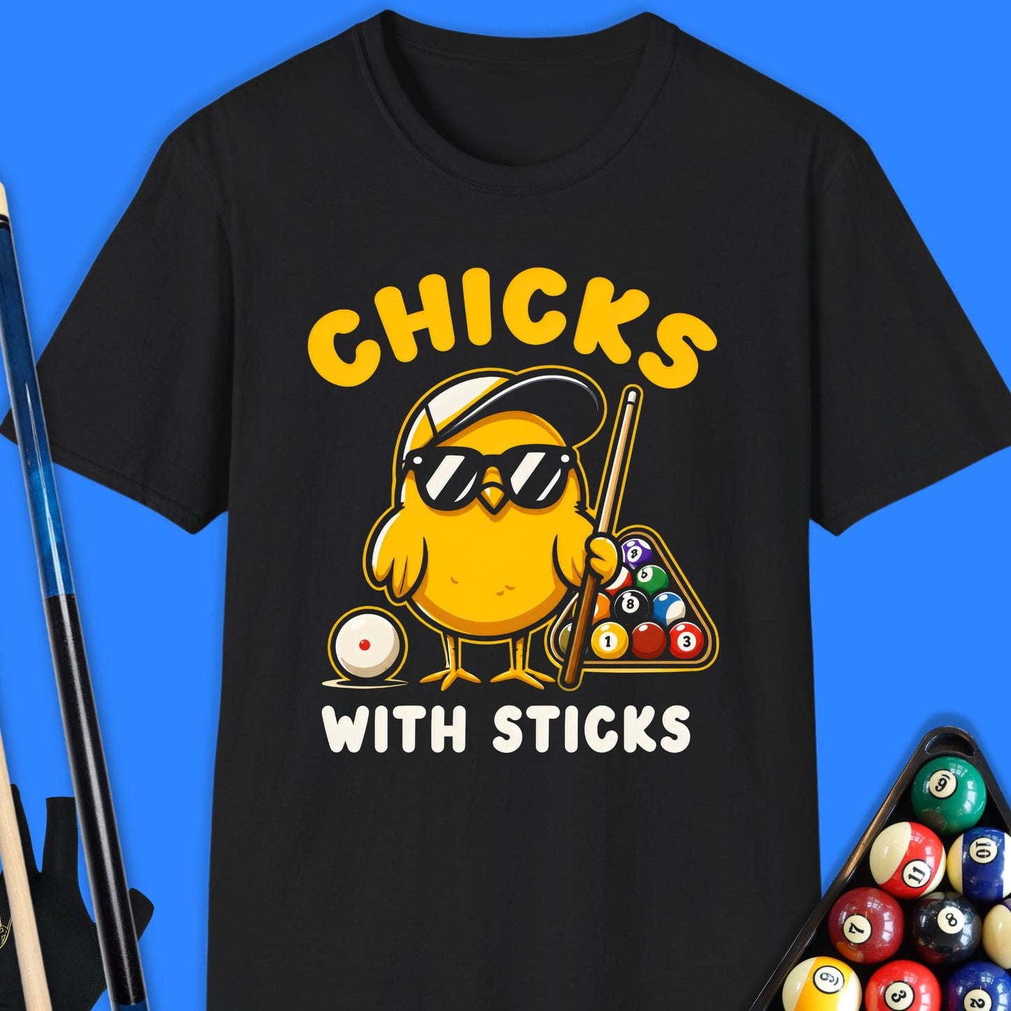 Chicks with Sticks Pool T-Shirt