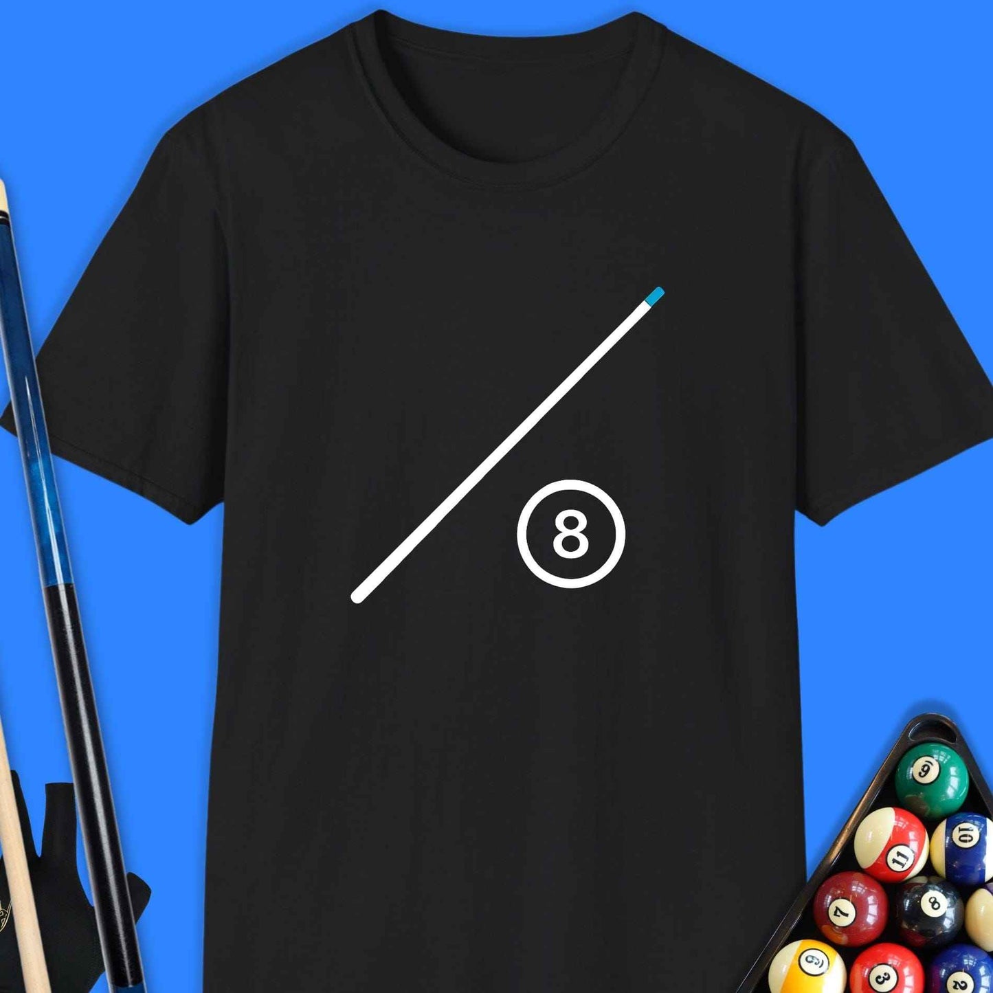 Minimalist 8-Ball Cue Pool T-Shirt