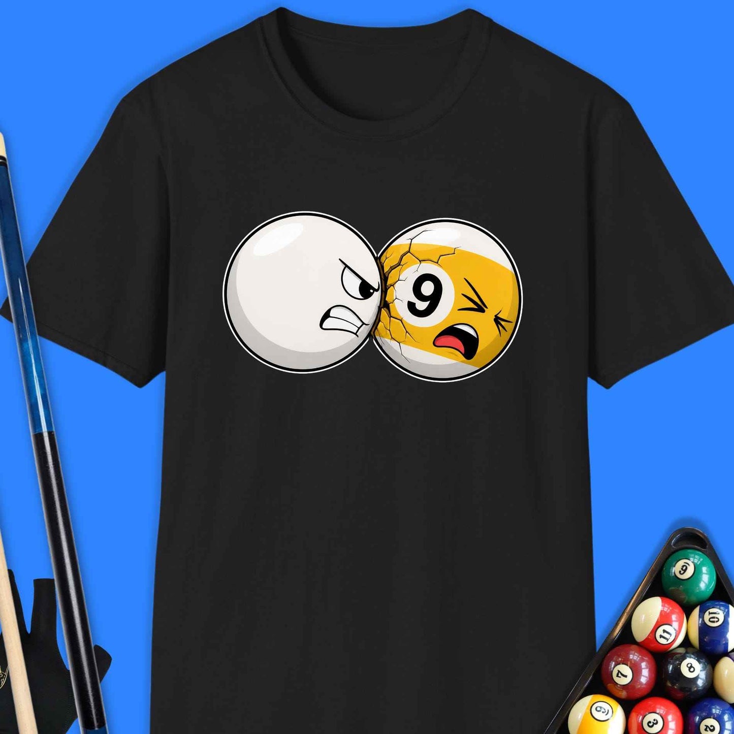 Angry Cue Ball vs 9 Ball Pool T-Shirt
