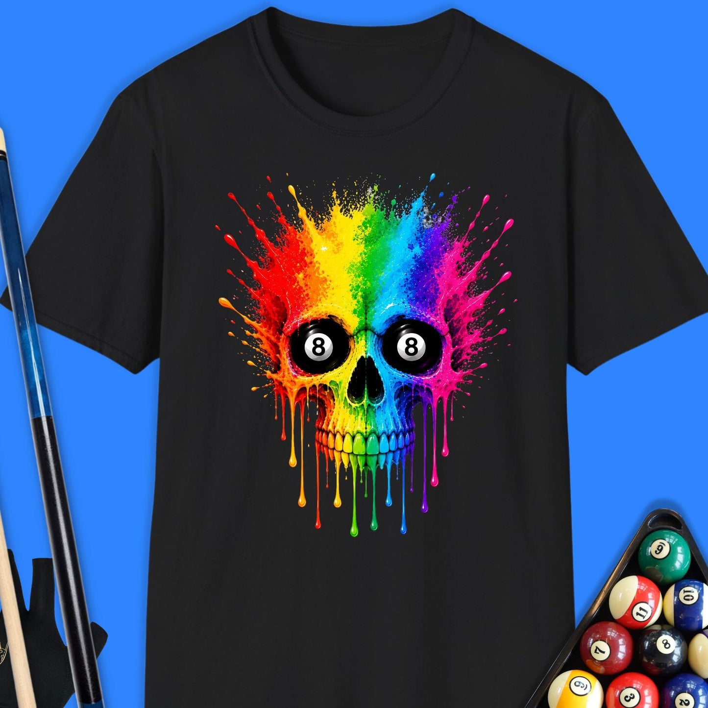 8-Ball Skull Drip Pool T-Shirt