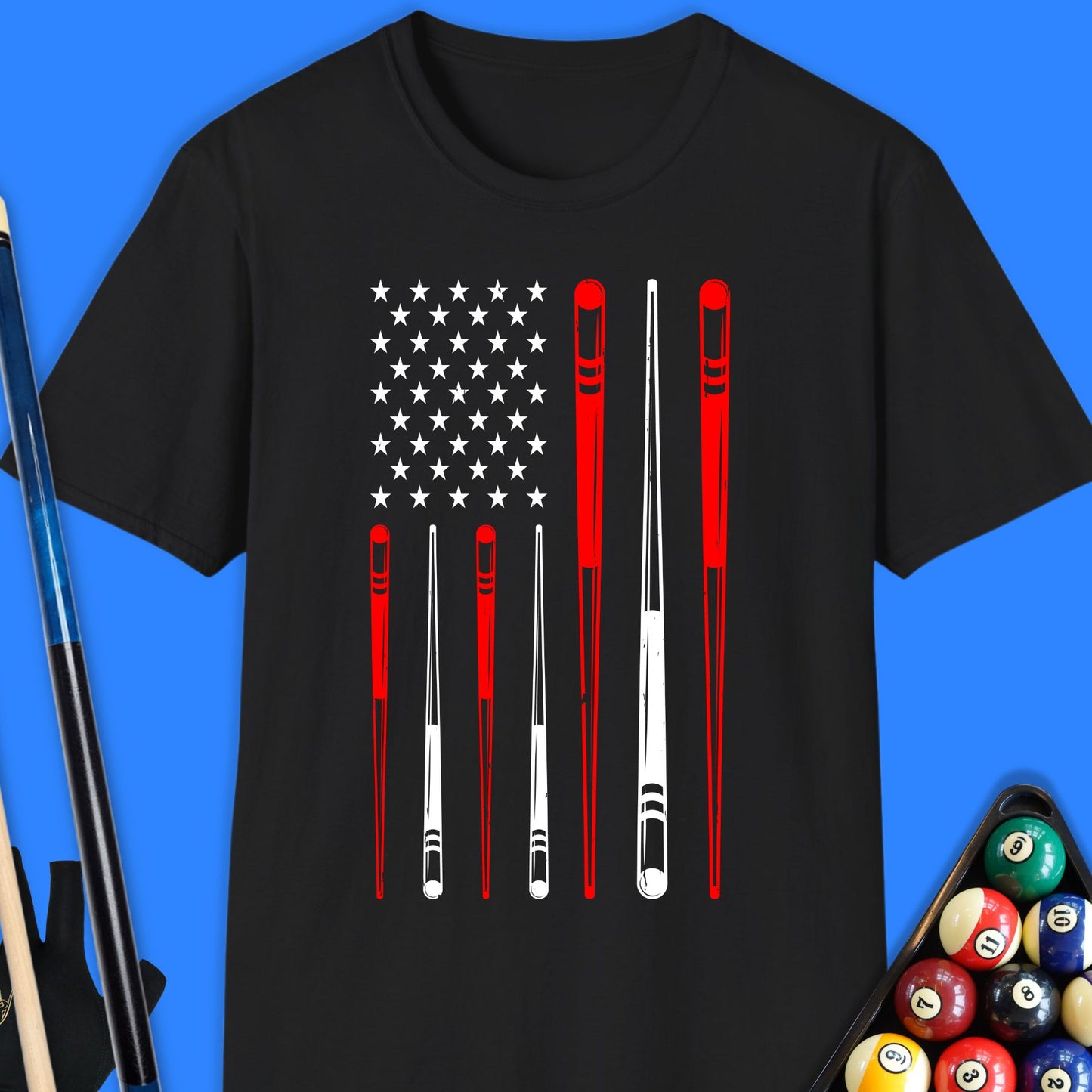 American Pool Cue Flag T-Shirt