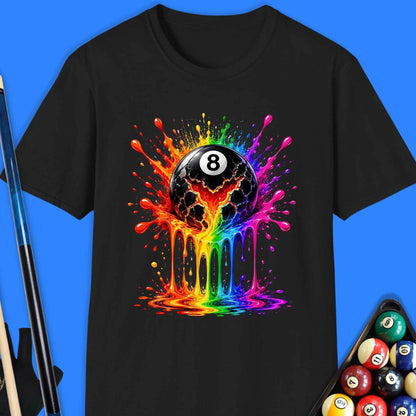 8-Ball Rainbow Splash Pool T-Shirt