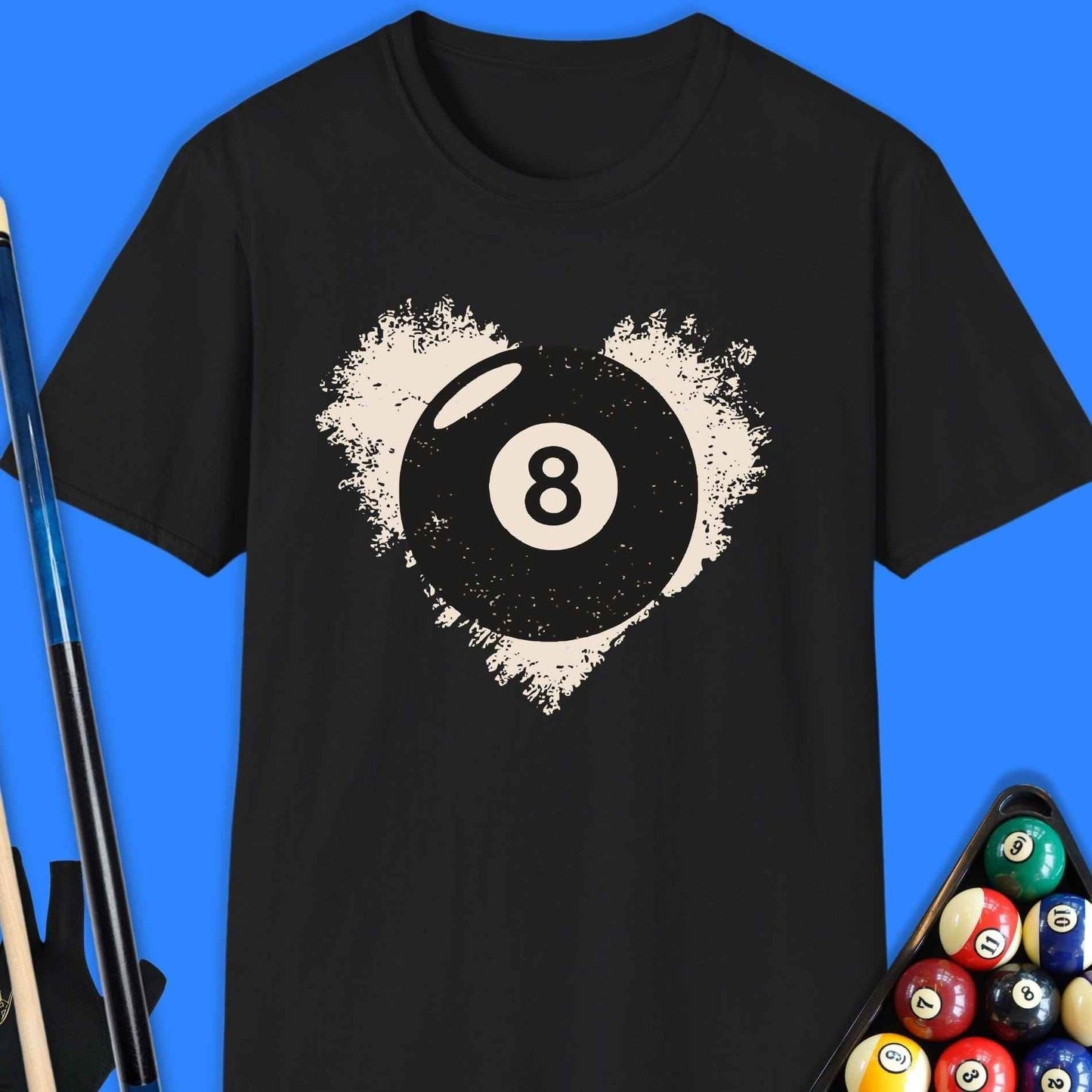 8-Ball Heartbeat Pool T-Shirt - Rack & Roll 