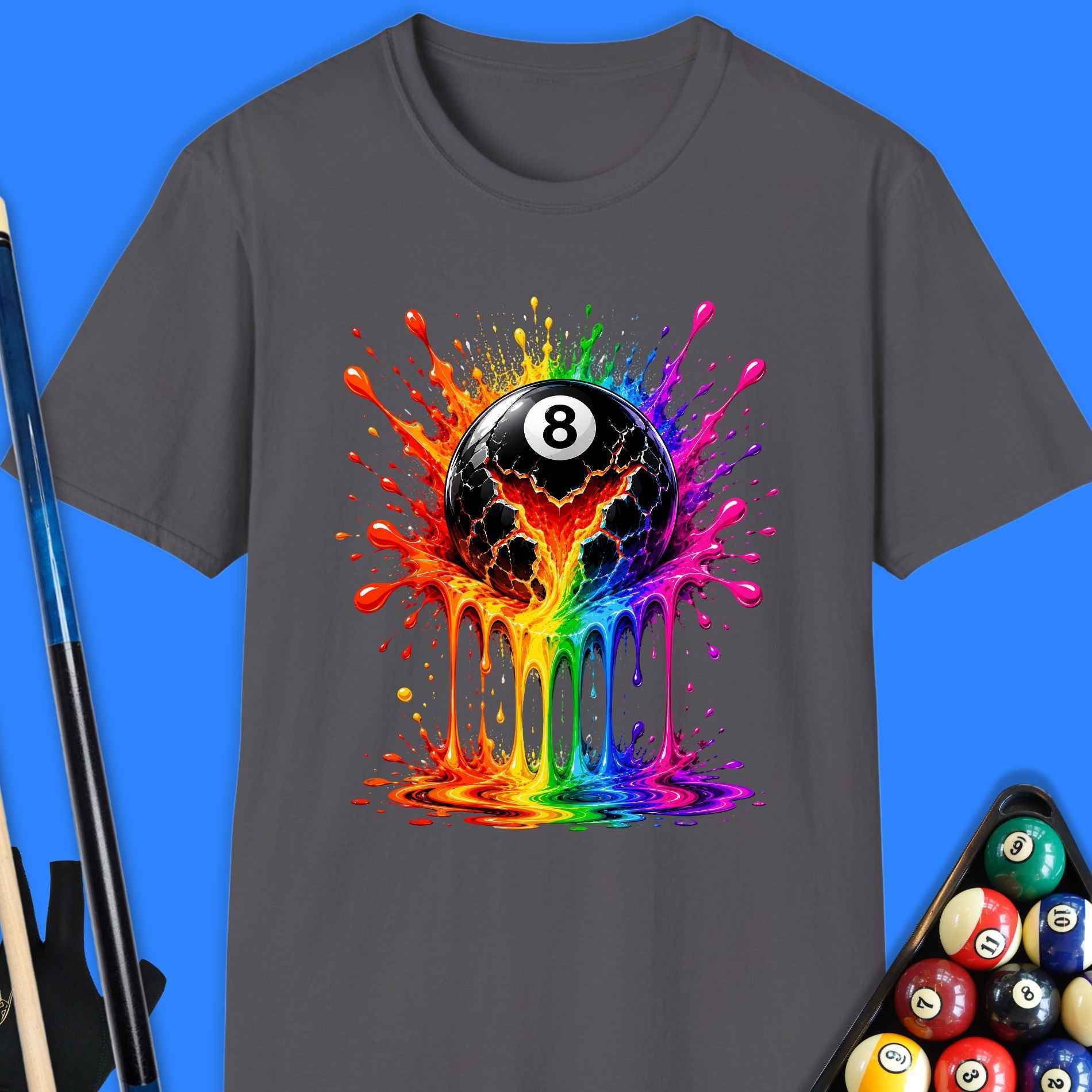 8-Ball Rainbow Splash Pool T-Shirt