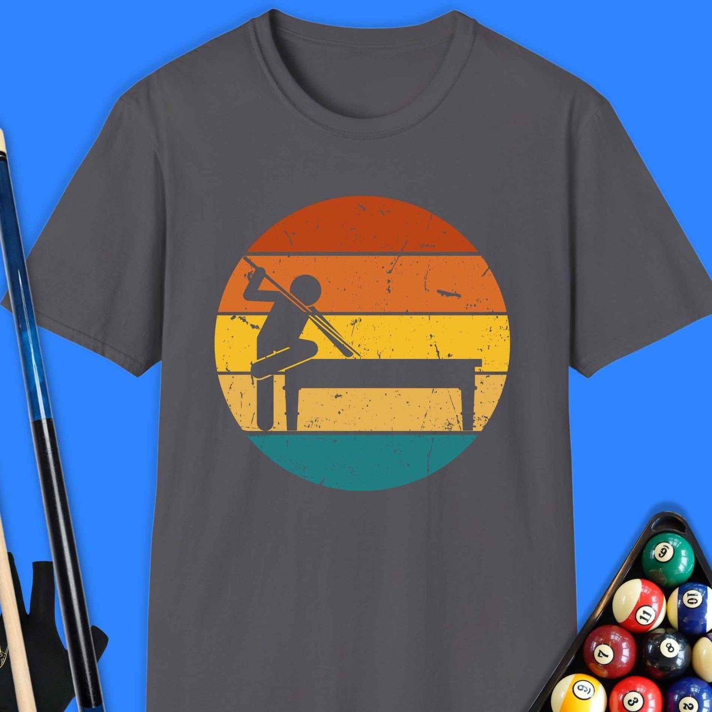 Retro Pool Player Silhouette T-Shirt - Rack & Roll 