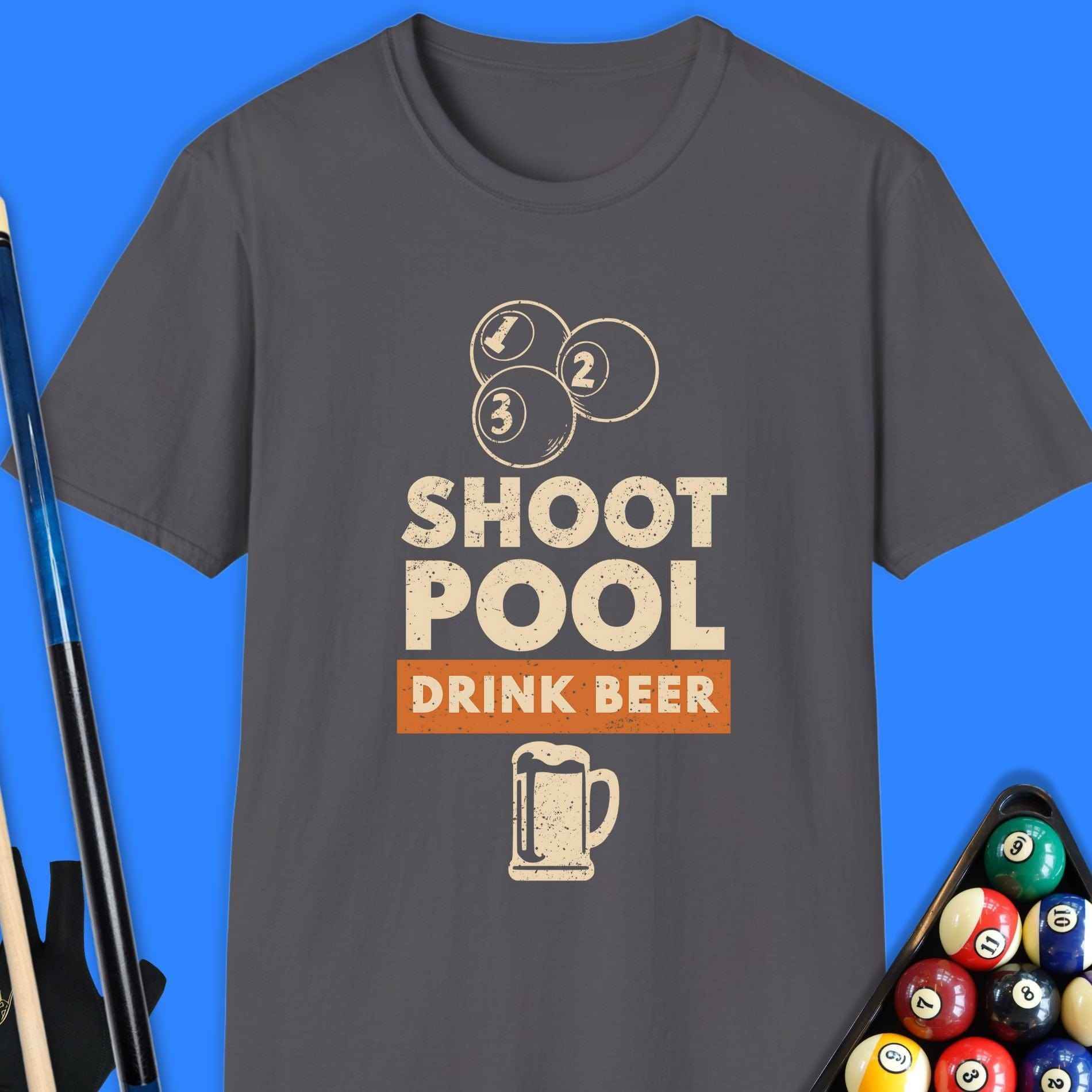 Shoot Pool Drink Beer T-Shirt - Rack & Roll 