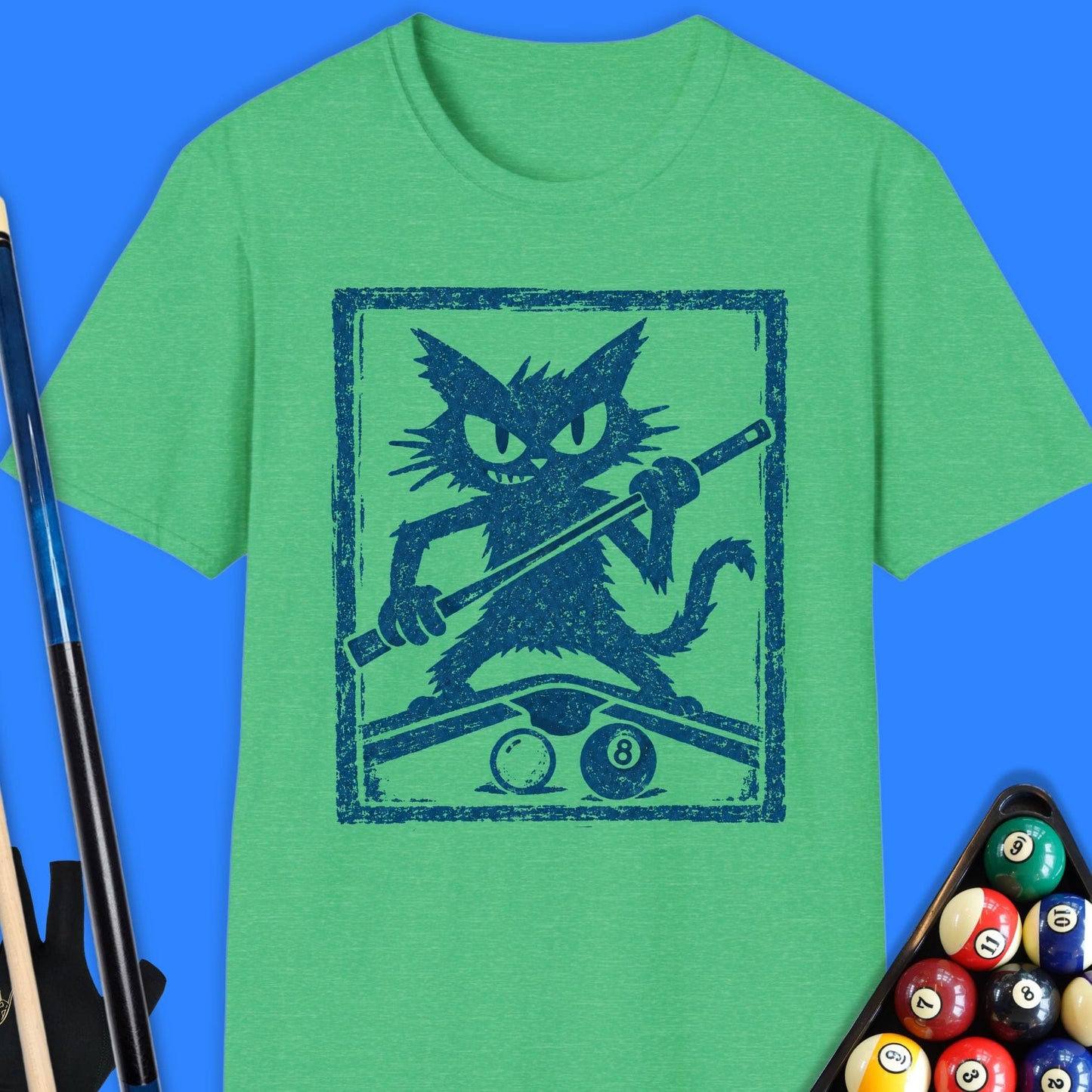 Black Cat Playing Pool T-Shirt T-Shirt
