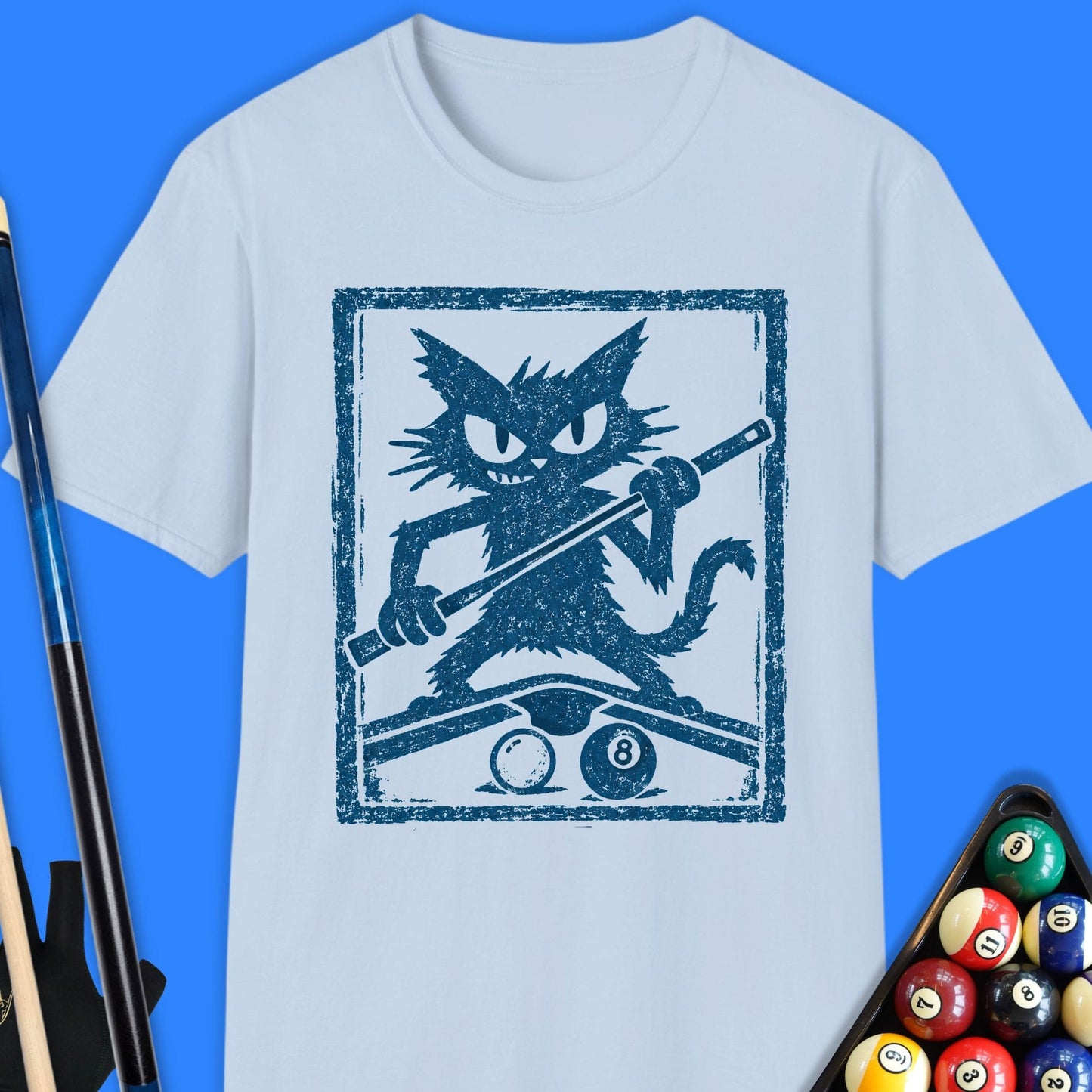 Black Cat Playing Pool T-Shirt T-Shirt