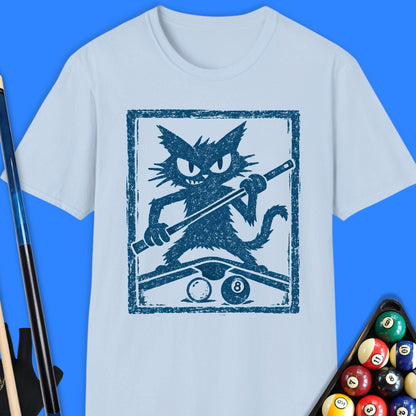 Black Cat Playing Pool T-Shirt
