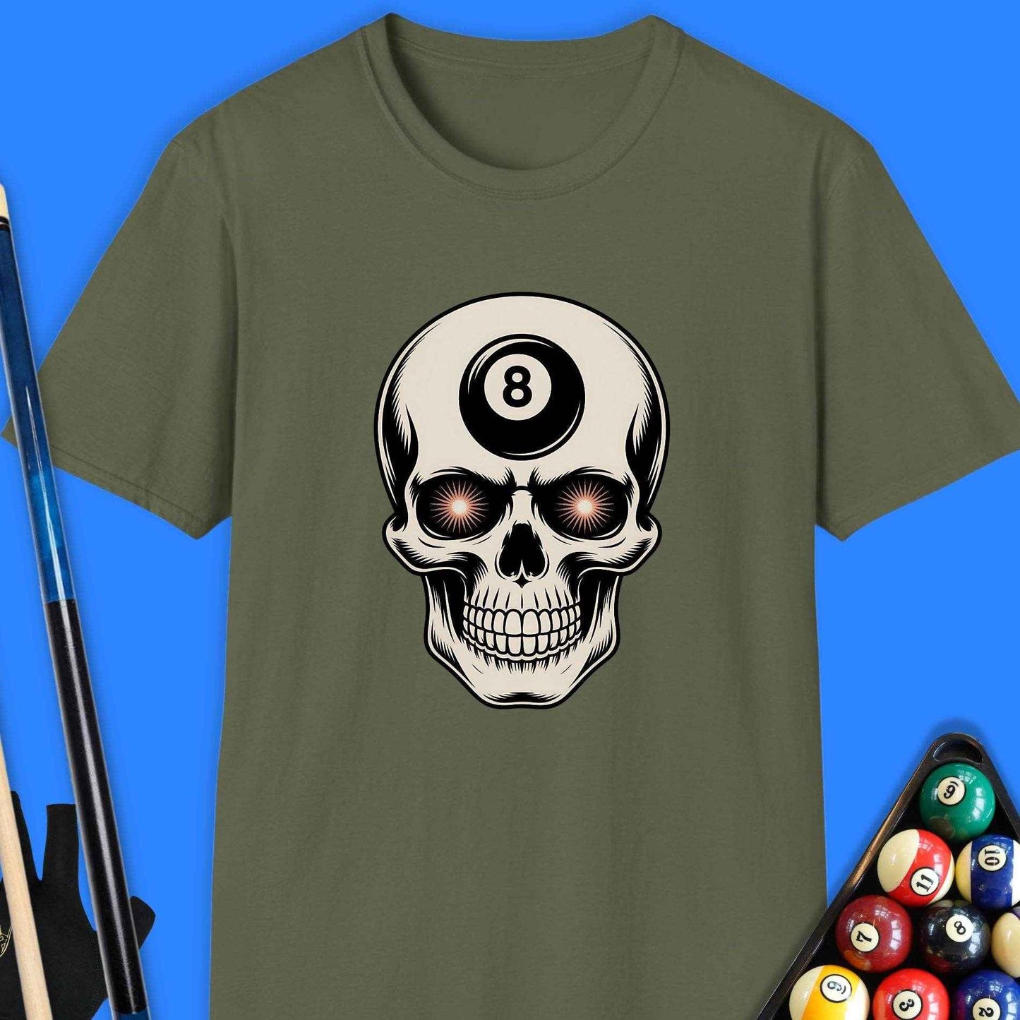 8 Ball Skull Pool T-Shirt - Rack & Roll 