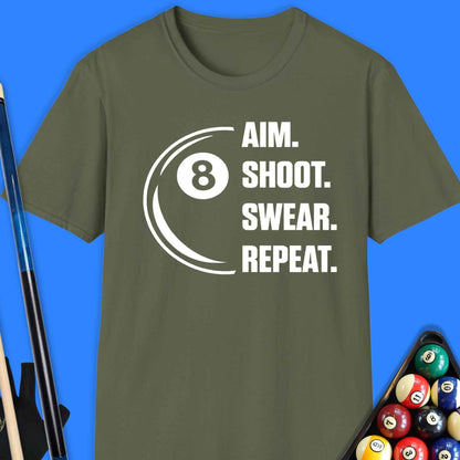 Aim. Shoot. Repeat Pool T-Shirt