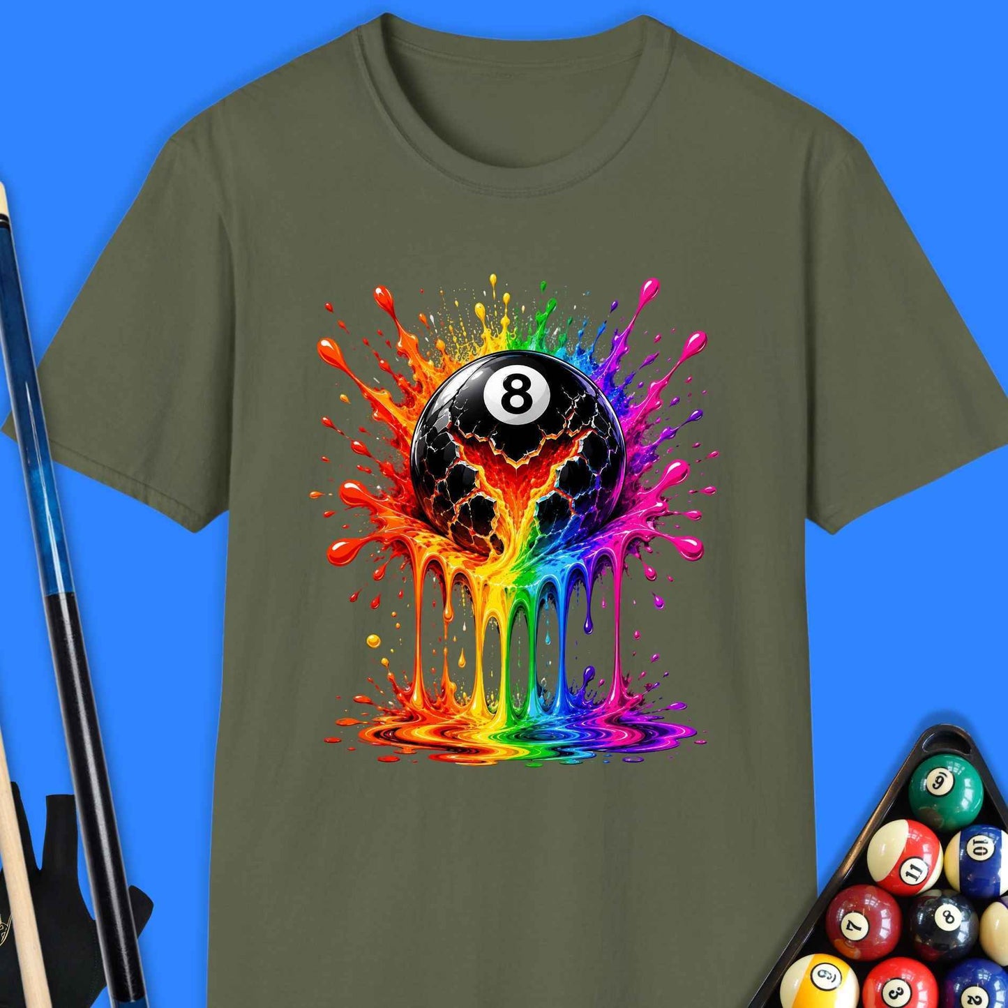 8-Ball Rainbow Splash Pool T-Shirt
