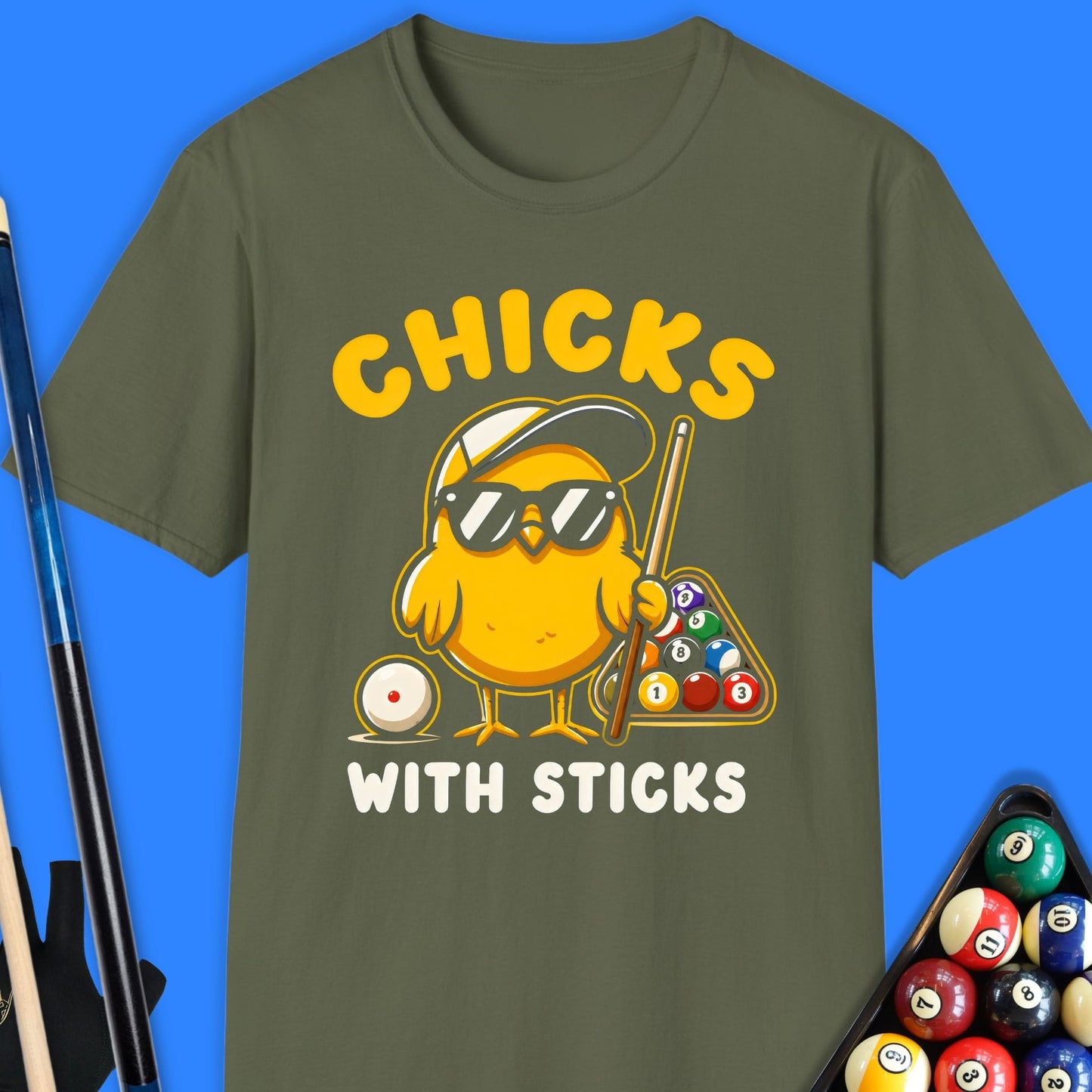 Chicks with Sticks Pool T-Shirt