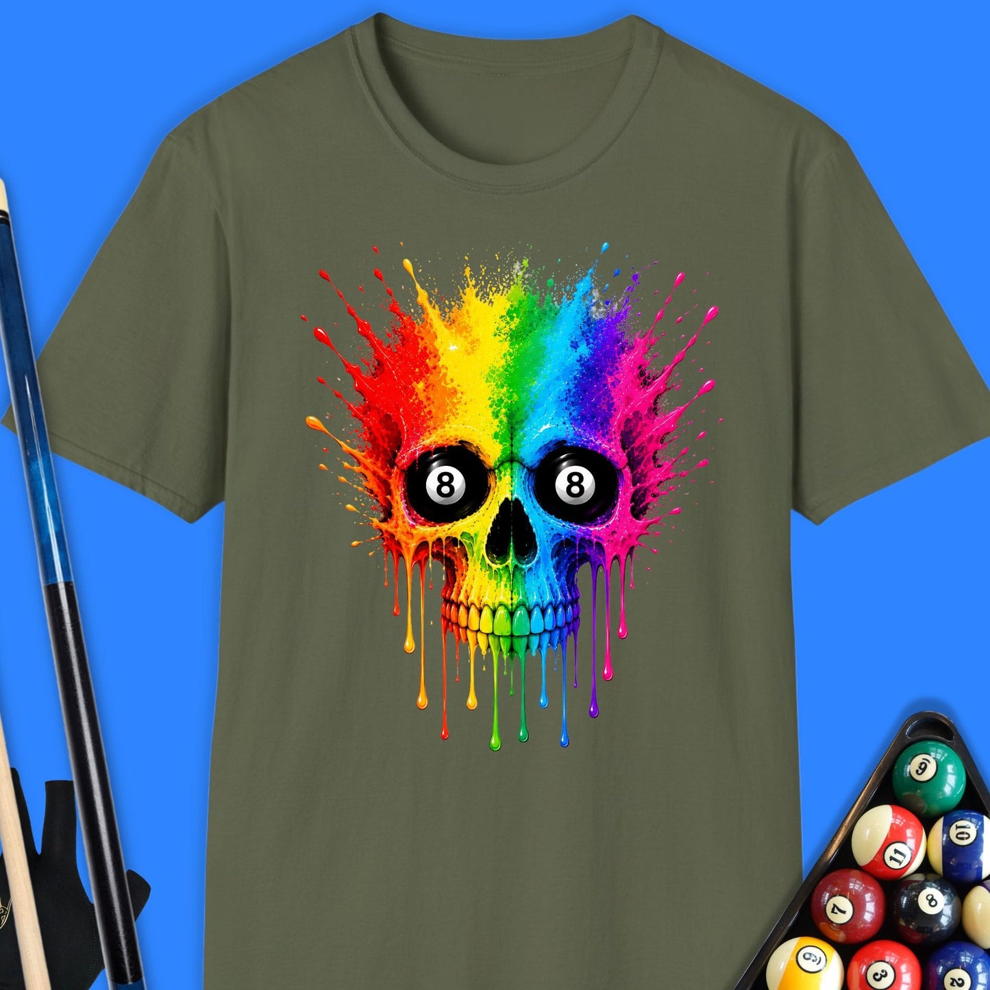 8-Ball Skull Drip Pool T-Shirt