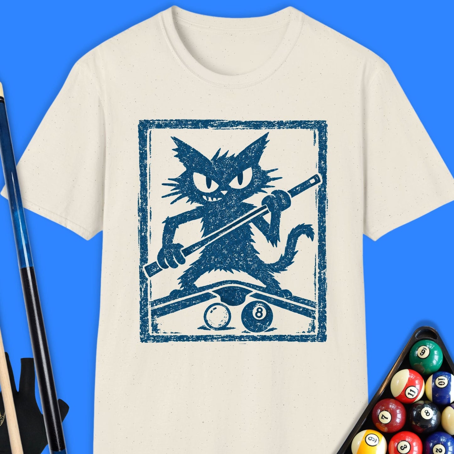 Black Cat Playing Pool T-Shirt T-Shirt