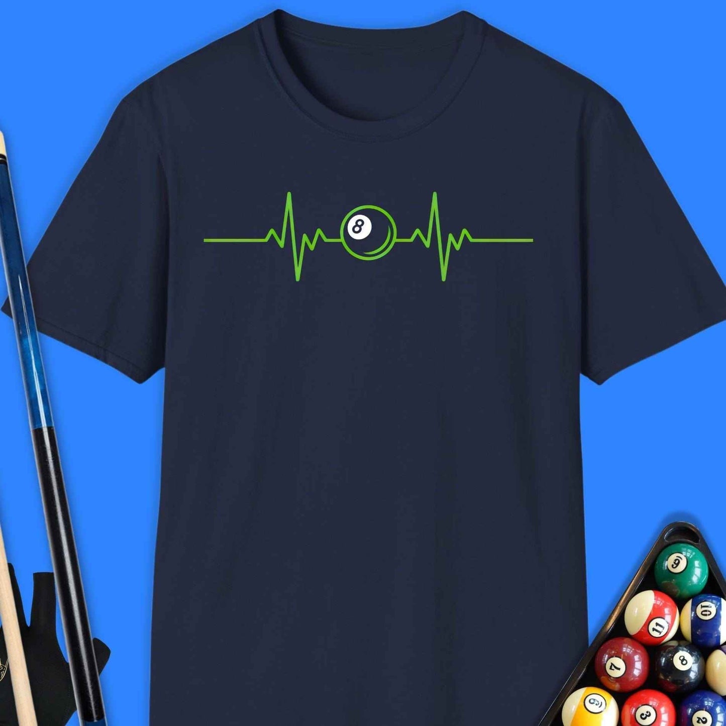 8-Ball Heartbeat Pool T-Shirt - Rack & Roll 