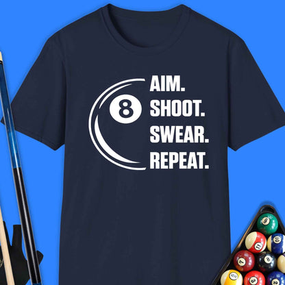 Aim. Shoot. Repeat Pool T-Shirt