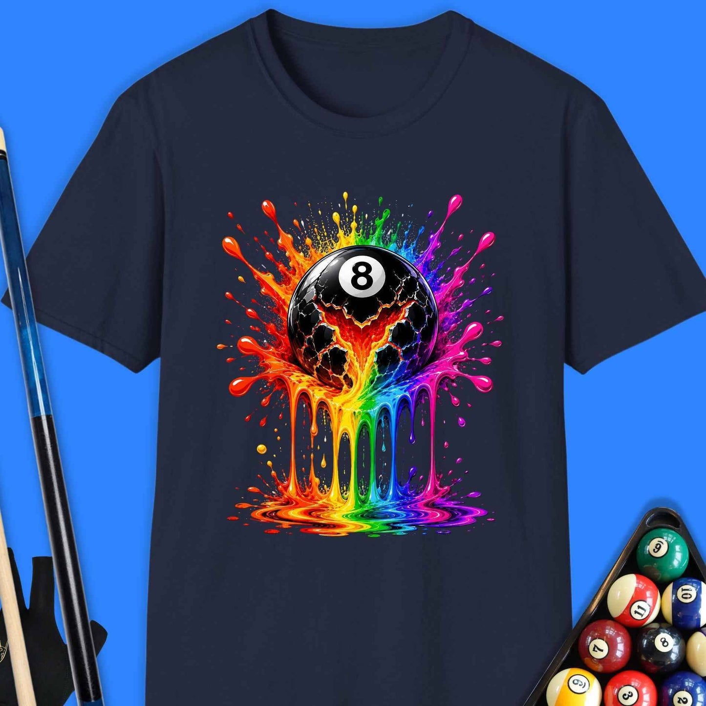 8-Ball Rainbow Splash Pool T-Shirt