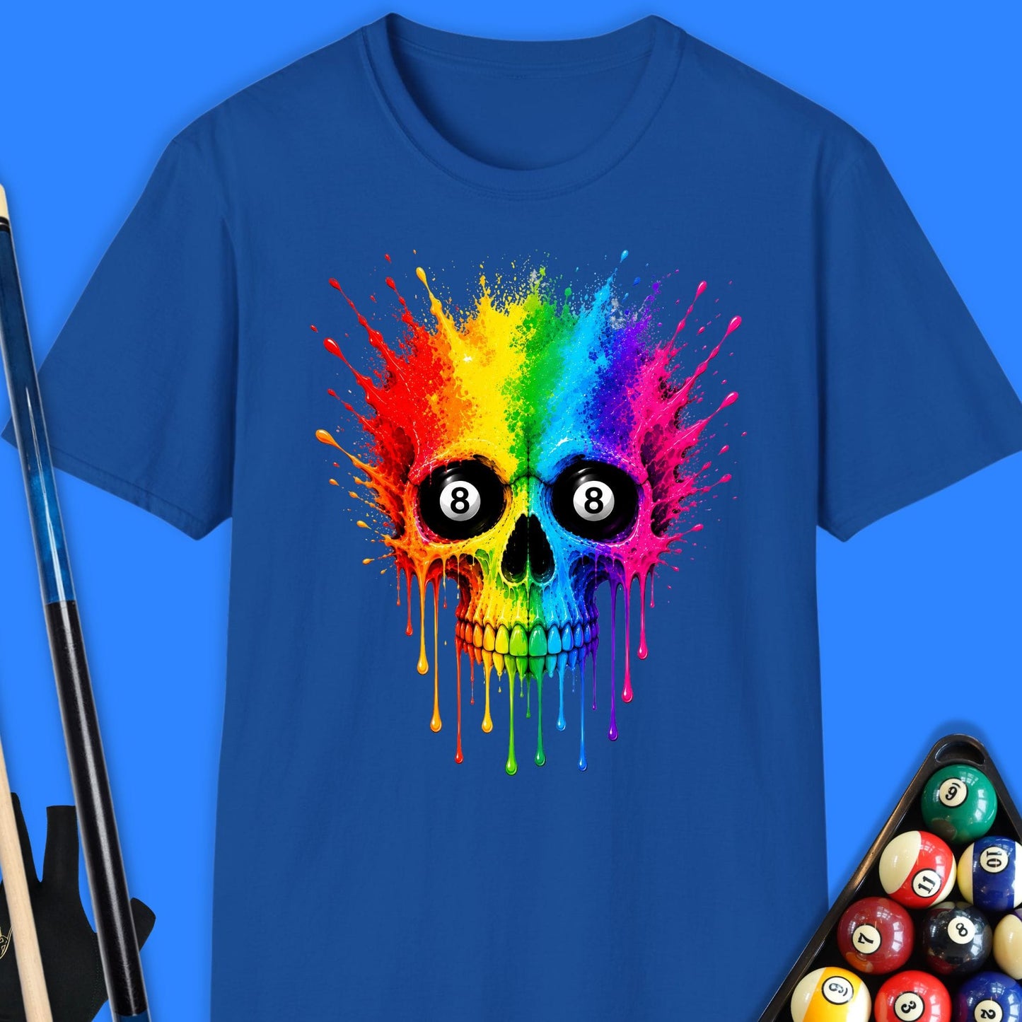 8-Ball Skull Drip Pool T-Shirt