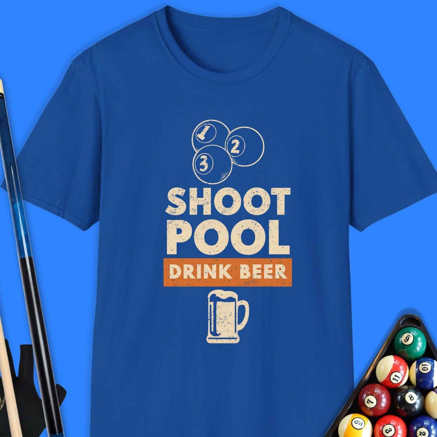 Shoot Pool Drink Beer T-Shirt - Rack & Roll 