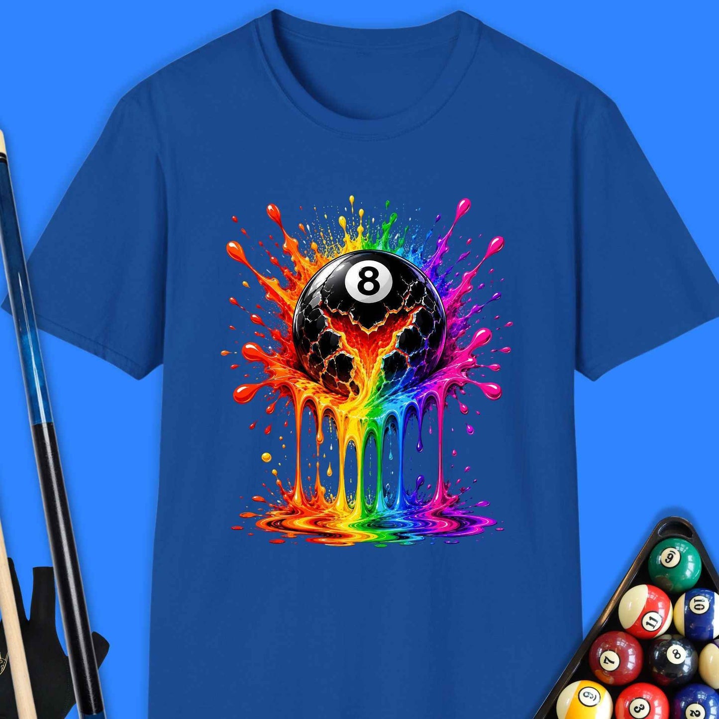 8-Ball Rainbow Splash Pool T-Shirt