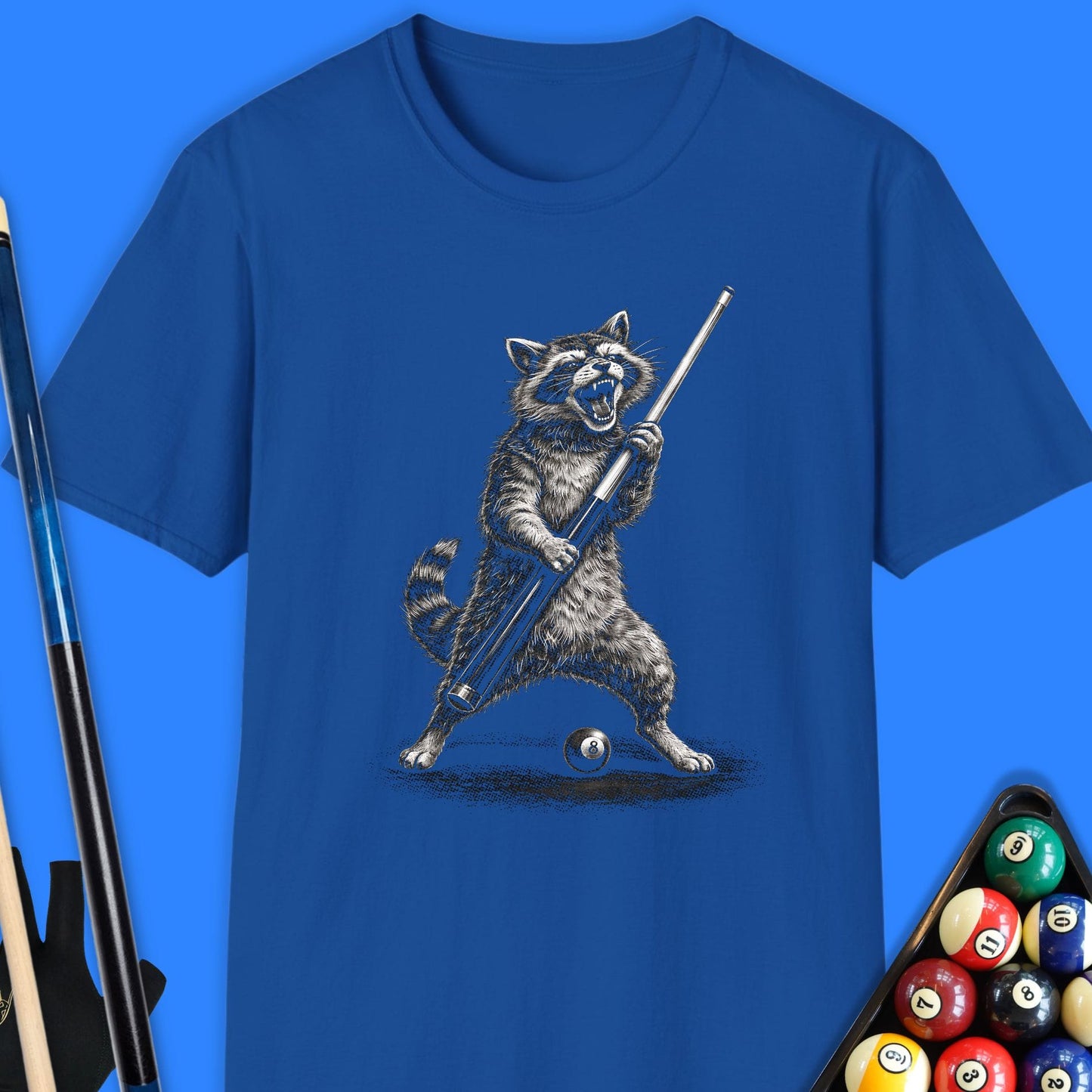 Cue Raccoon Pool T-Shirt